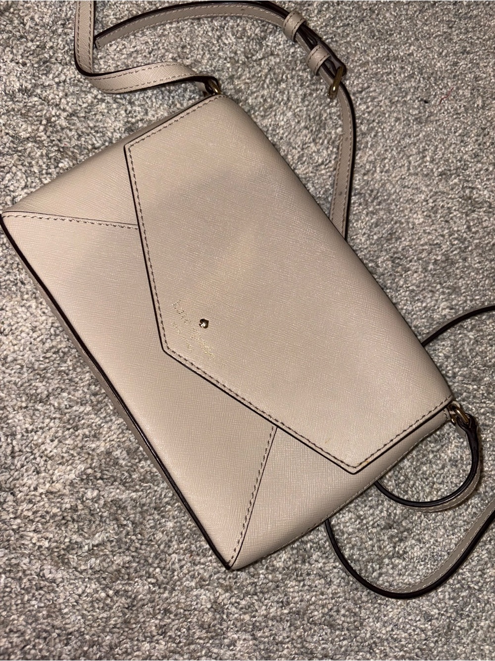 kate spade Neutral Beige Pebbled Leather Crossbody